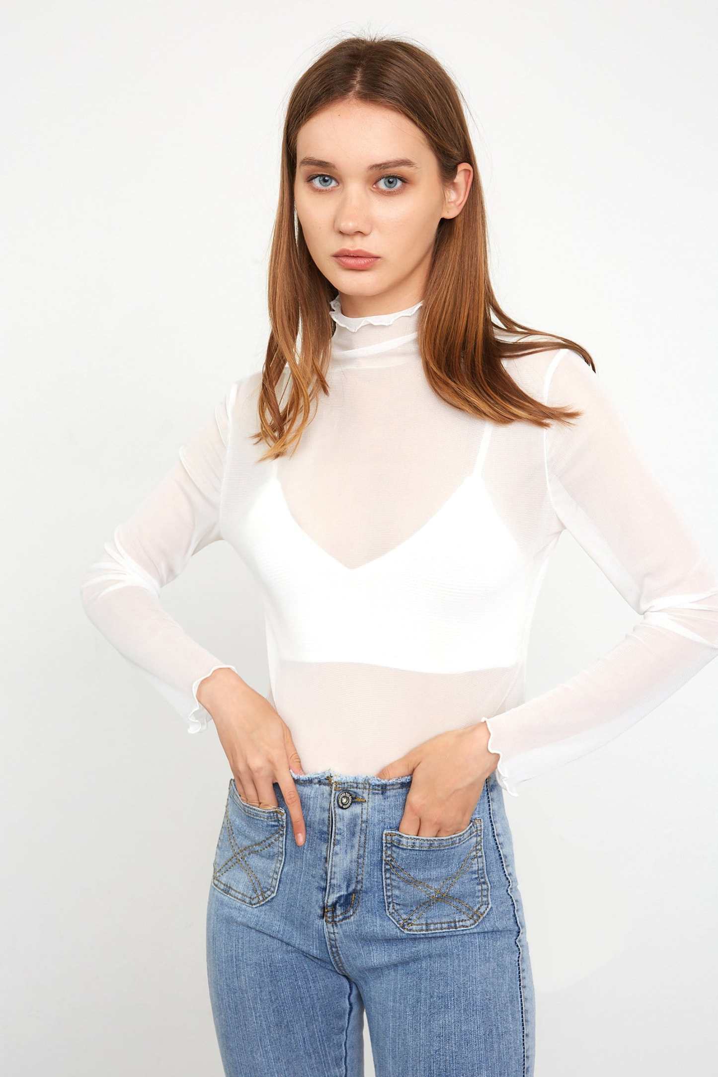Alessi White Semi-Sheer Blouse