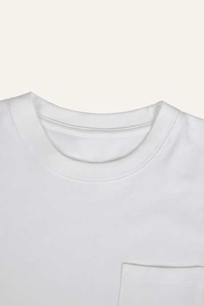 Women’s White Chest-Pocket Cotton T-Shirt