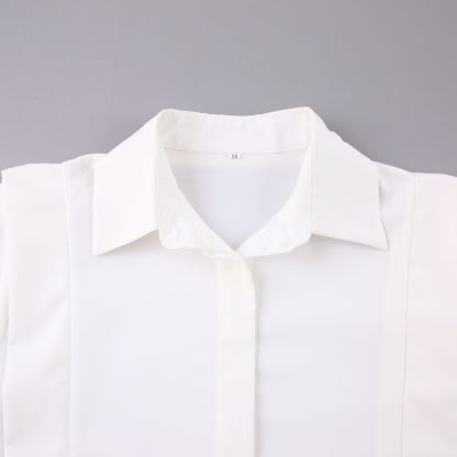Autumn New Right-Angle Shoulder White Shirt Commuter Temperament Design Sense Niche Long-Sleeved Shirt