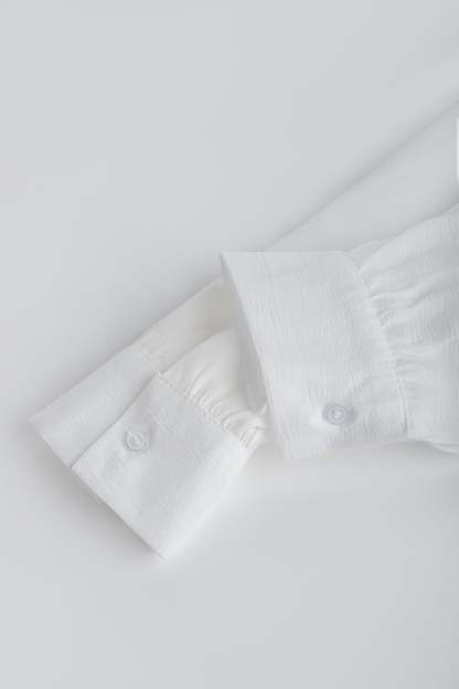 White Bow-Front Collared Blouse