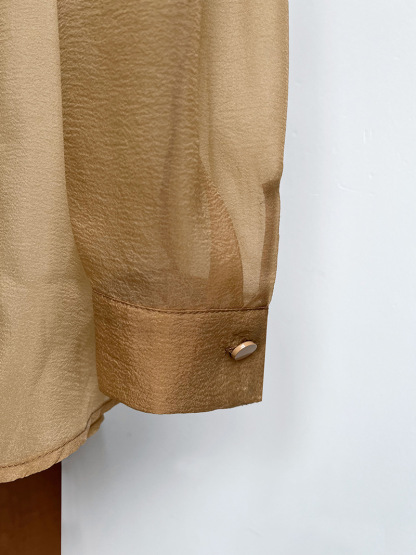 Puff Sleeve Long Sleeve Shirt Caramel Color