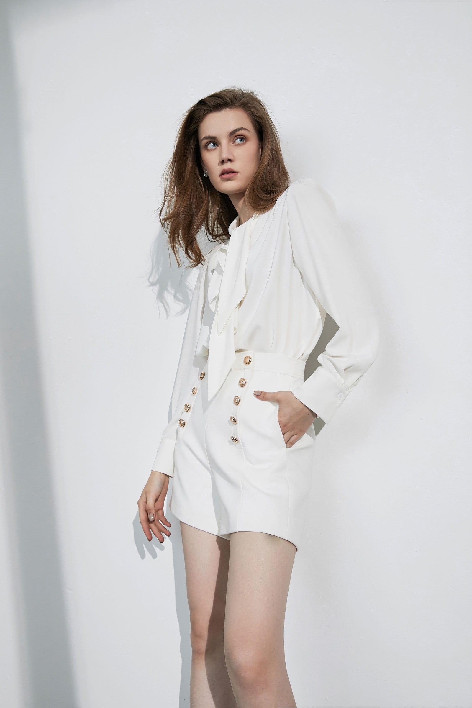 Business Essential White Bow-Tie Blouse