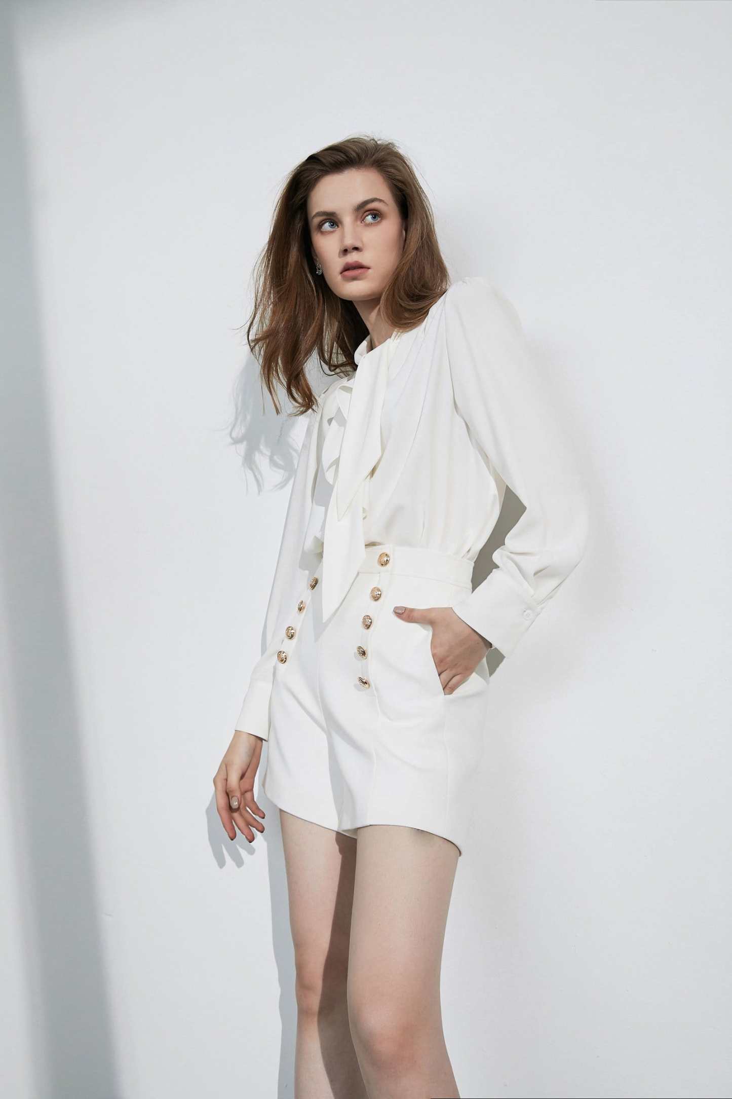 Business Essential White Bow-Tie Blouse