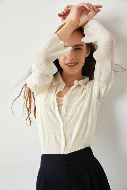 Aaliyah Wheat V-Neck Shirt