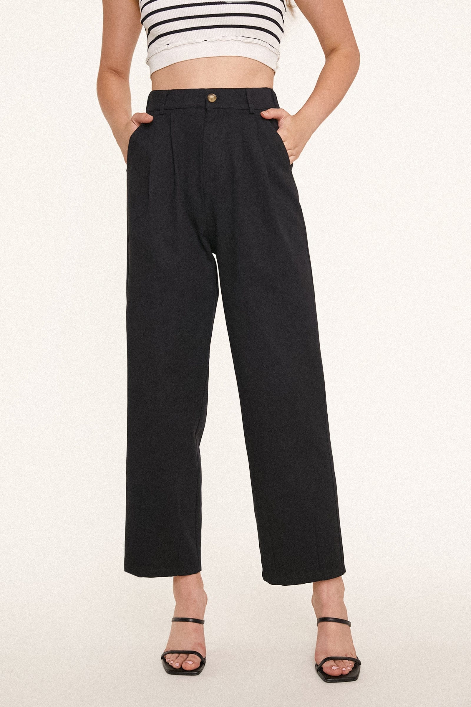 Black Twill Wide Leg Work Pants