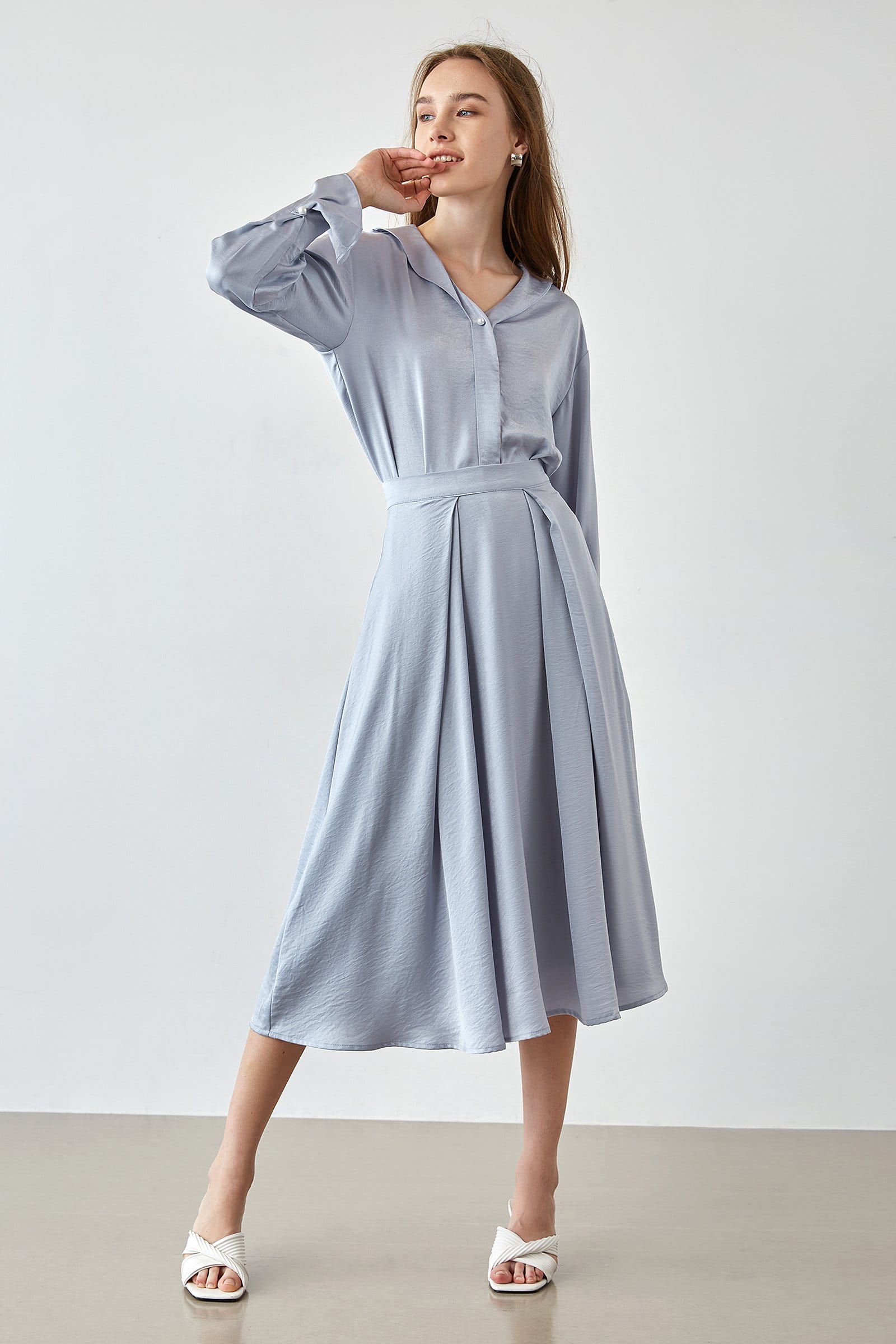 Keren Light Blue Flowy Skirt