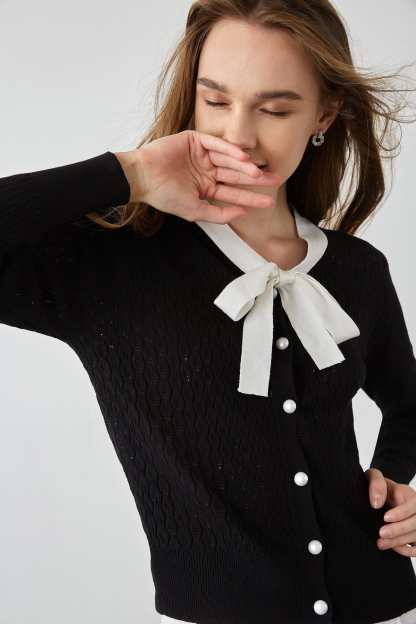 Ashtyn Black Contrast Cardigan