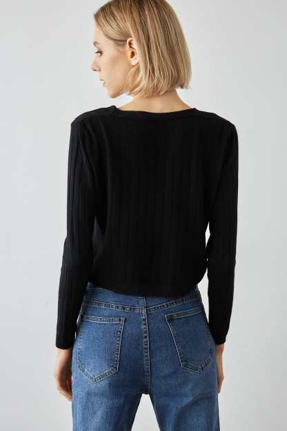 Abril Black Button-Up Cardigan