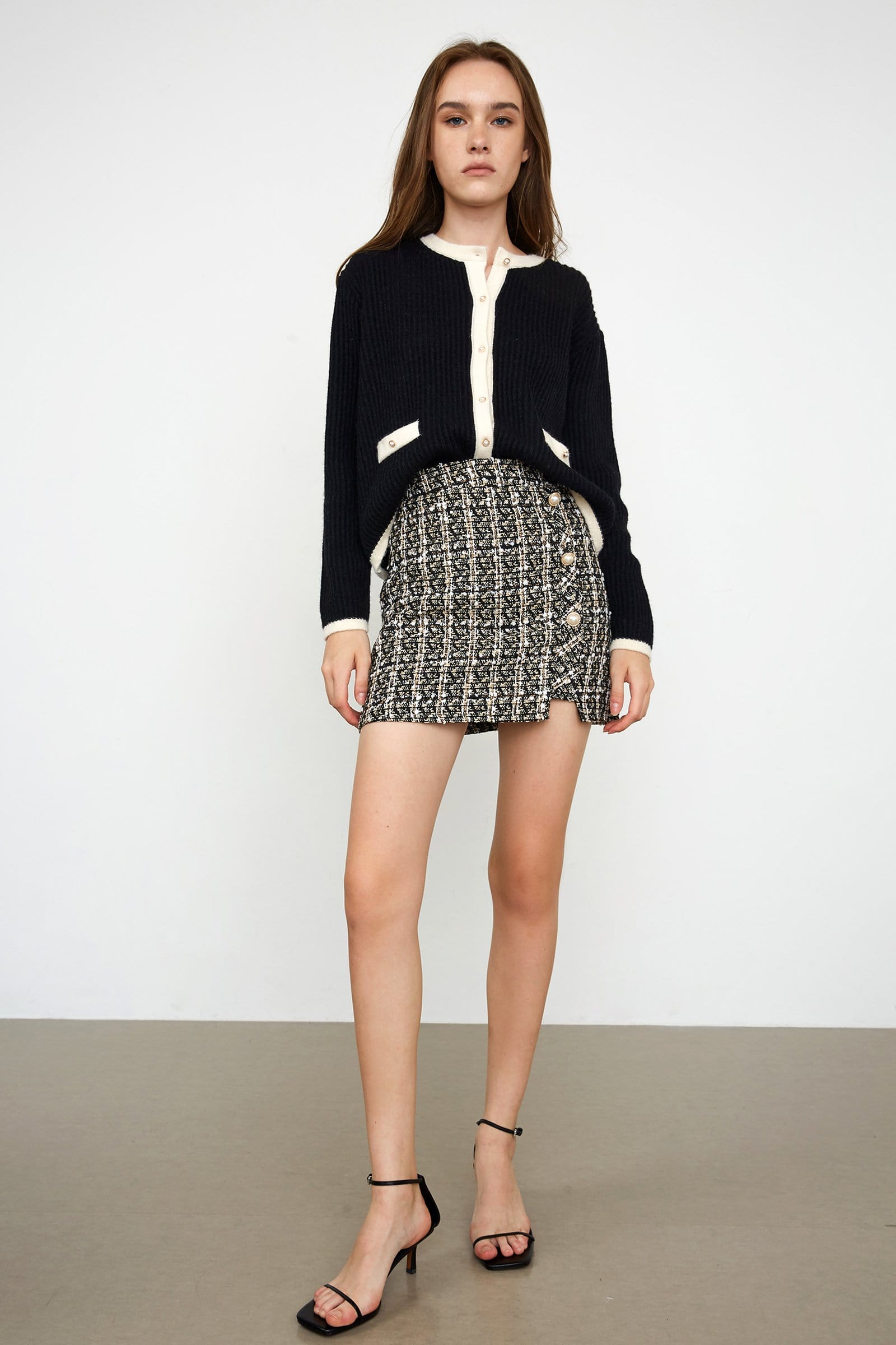 Abigale Beige Check Skirt