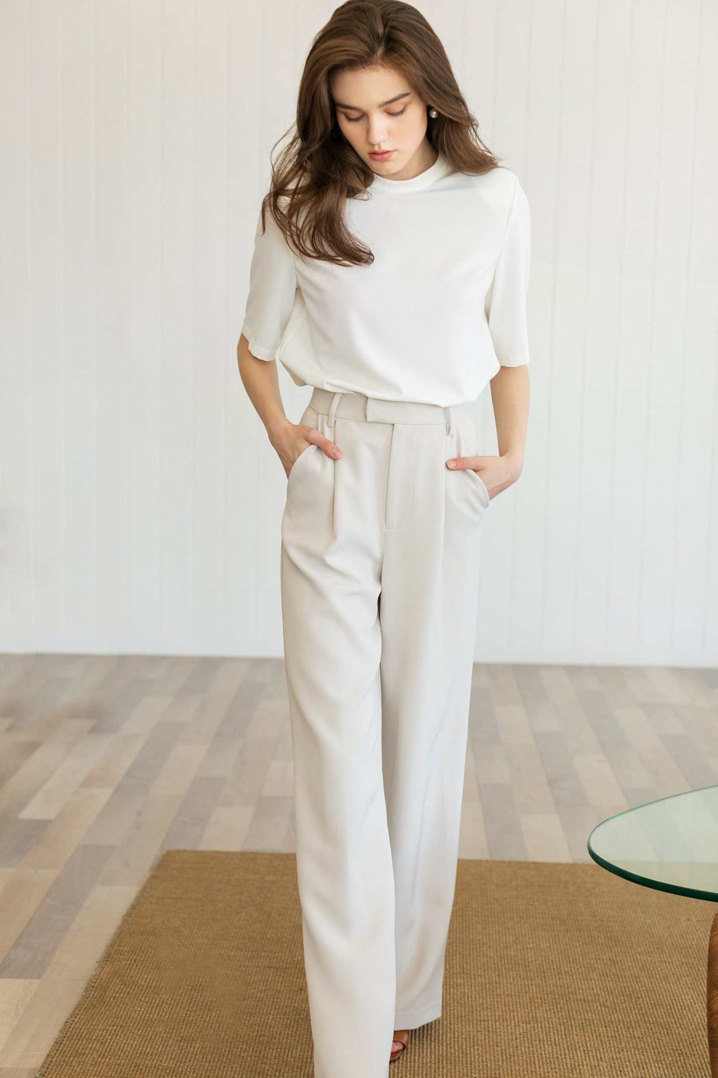 Business Essential Ivory Wide Slacks