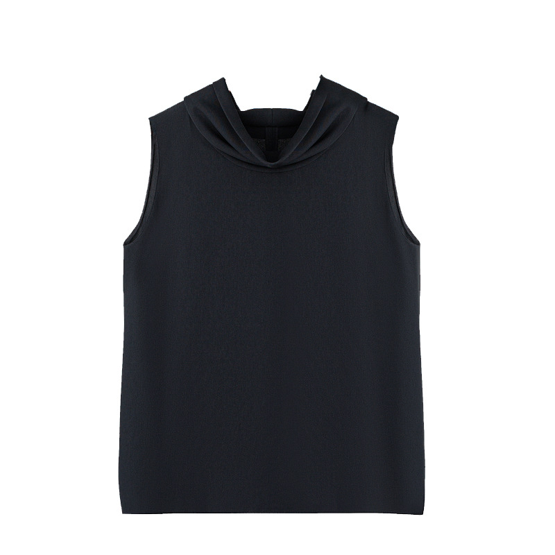 Black Sleeveless Pleat Detail Top