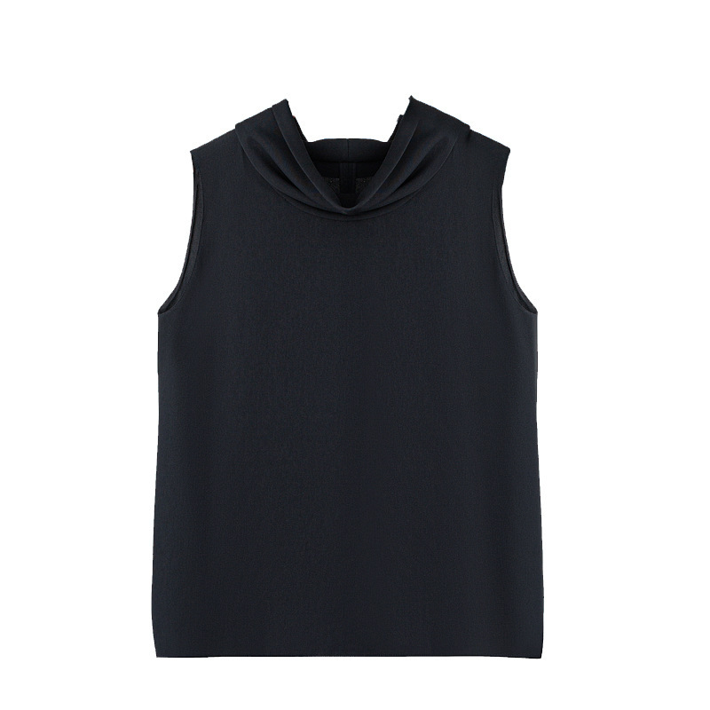 Black Sleeveless Pleat Detail Top