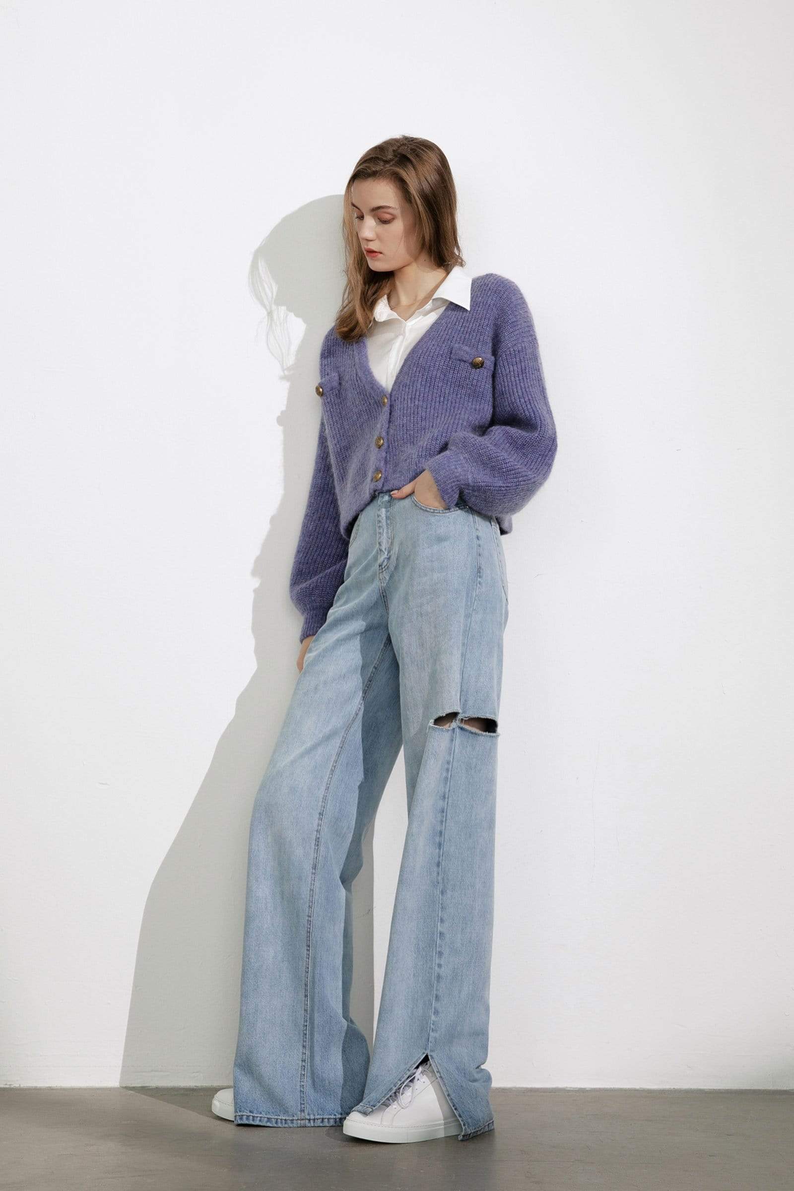 Elsie Purple Oversized Cardigan