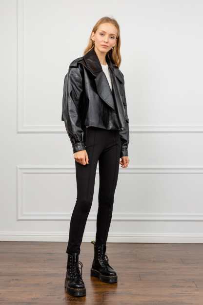 Alexa Black Oversize Vegan Leather Jacket