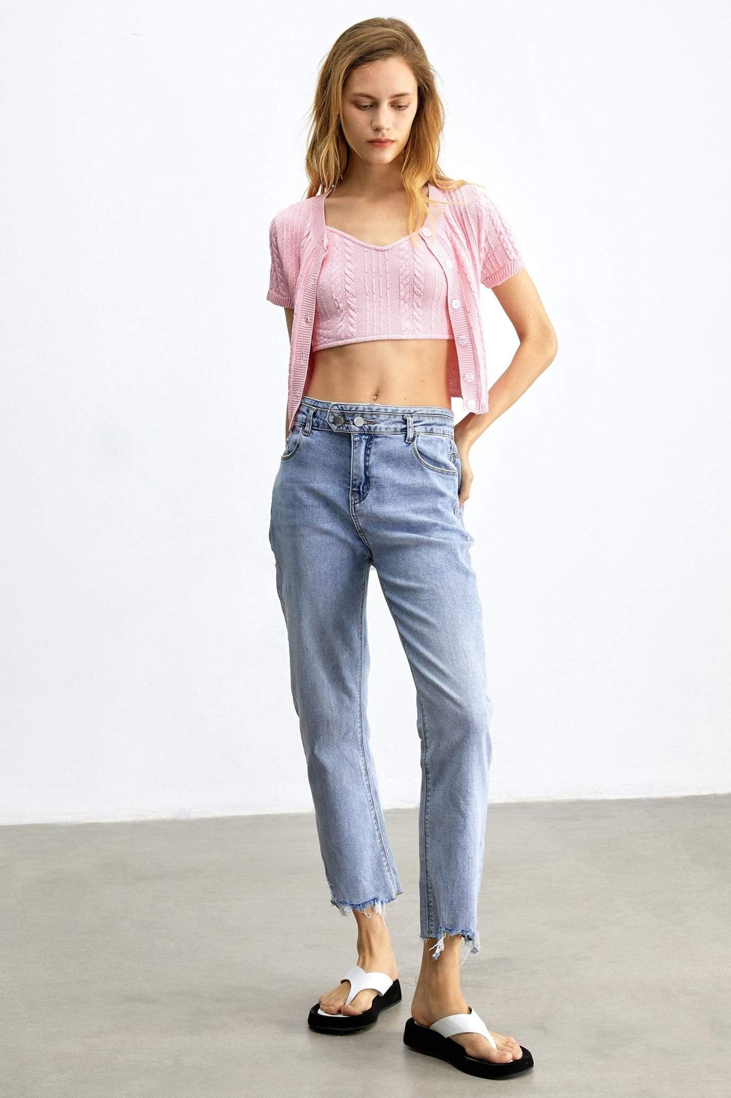 Athena Pink Short Sleeve Button Cardigan Set