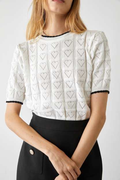 Cayden White Contrast Sweater