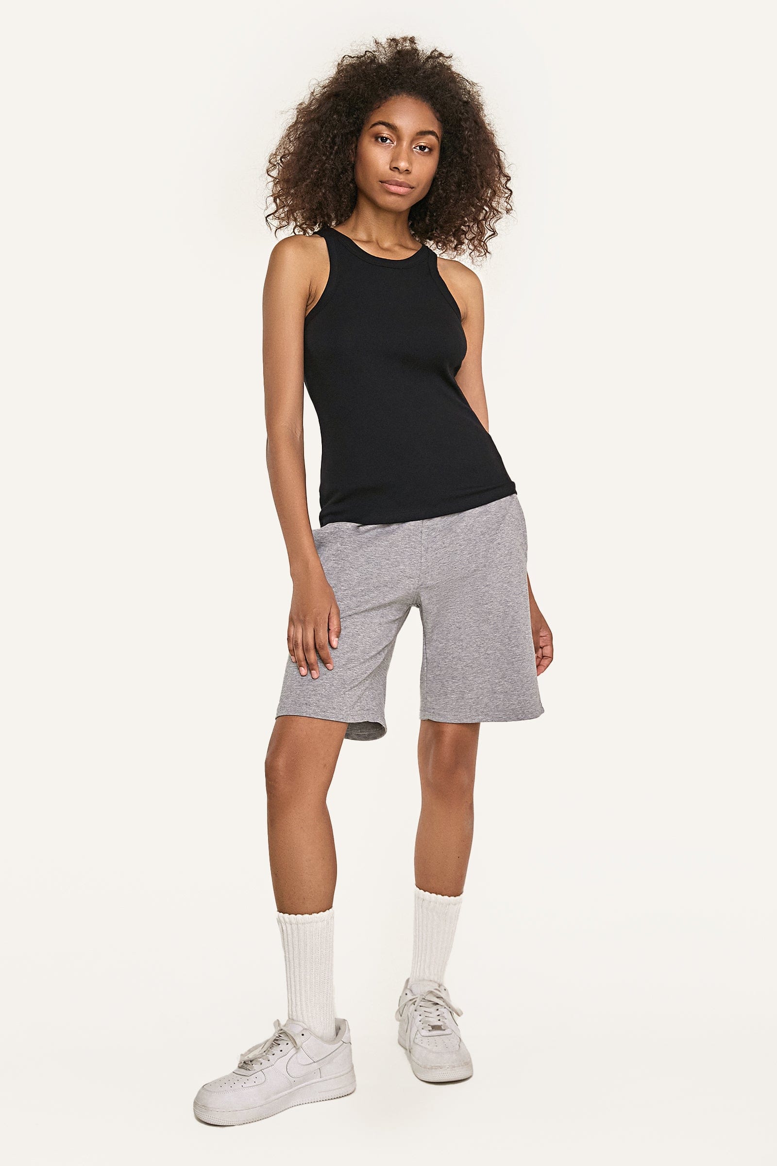 Women’s Light Grey Drawstring Longline Cotton Sportswear