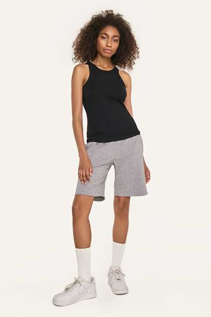 Women’s Light Grey Drawstring Longline Cotton Sportswear