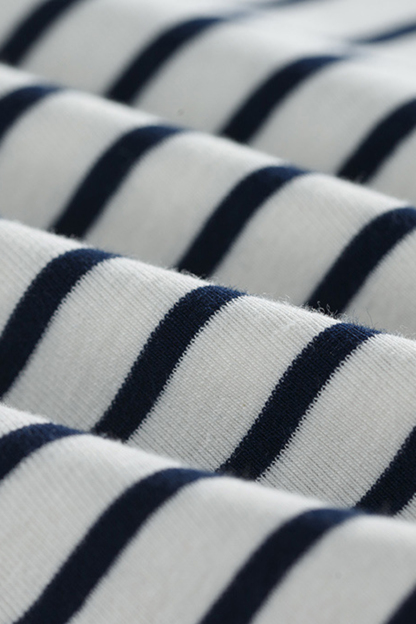 White Striped Square Neck T-Shirt