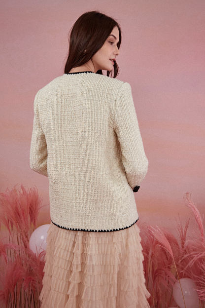 Beige Buttun-Up Patched Pockets Jacket