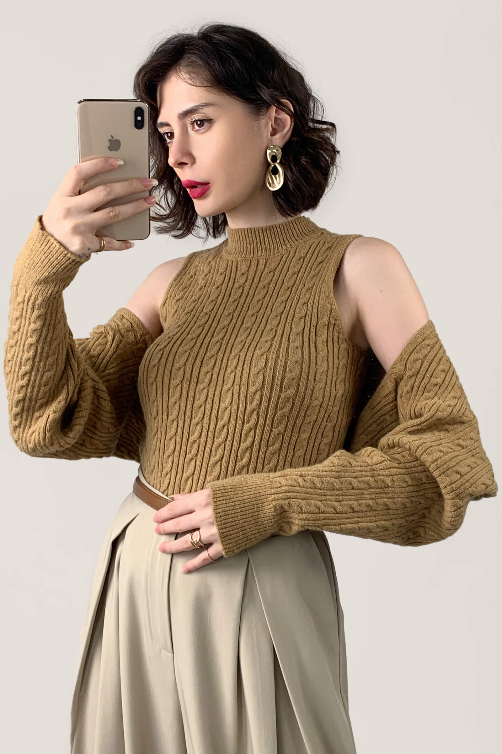 Cardigan Shrug Tricoté Point De Câble Express – Taille S, Gris, Occasion En Très Bon état