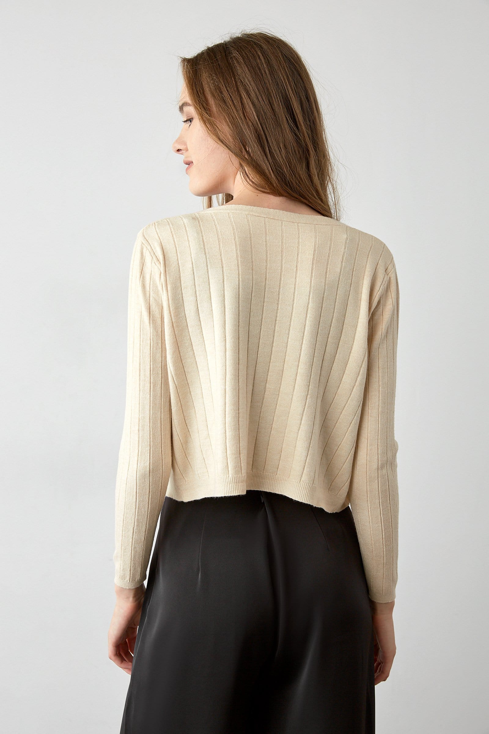 Abril Beige Button-Up Cardigan