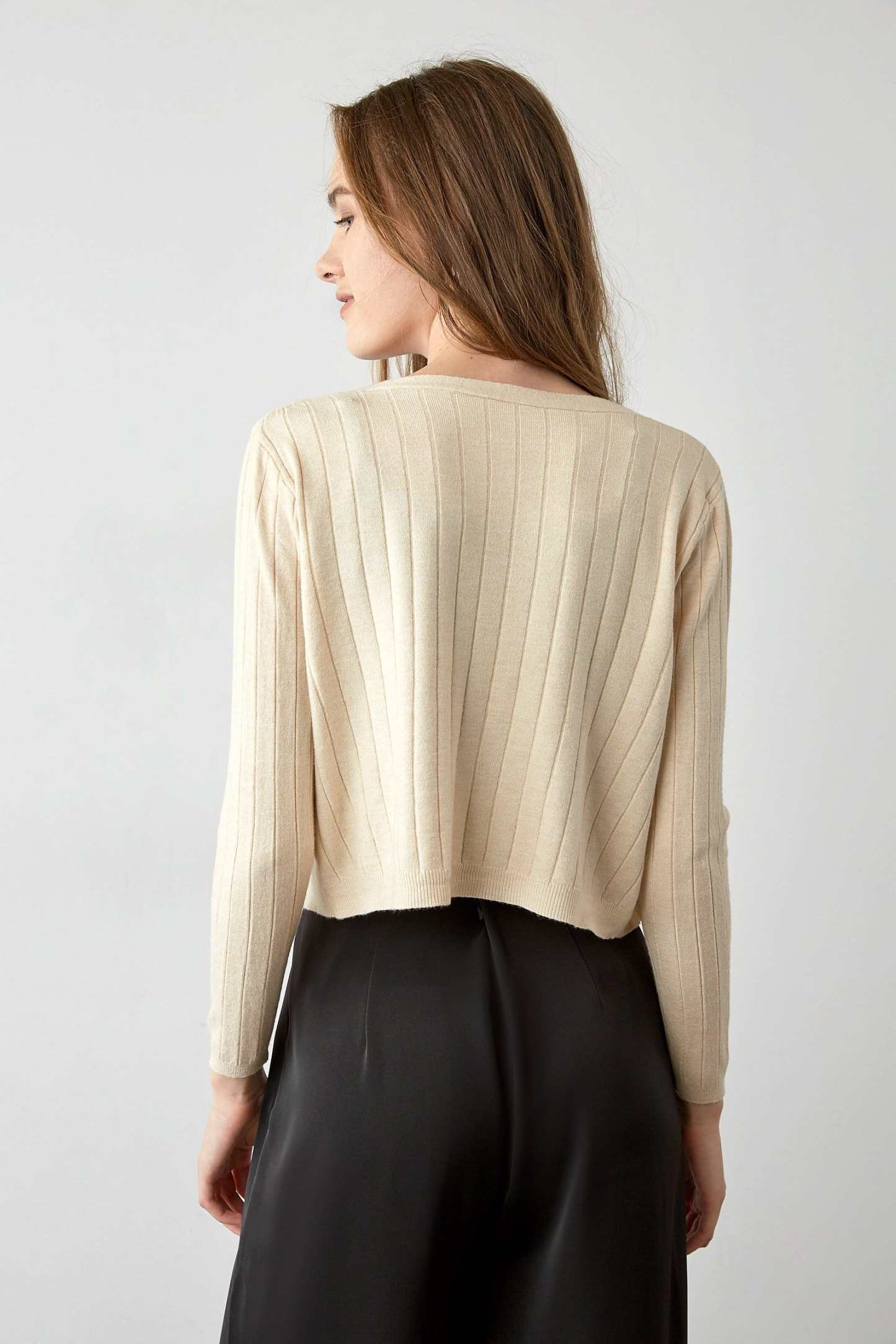 Abril Beige Button-Up Cardigan