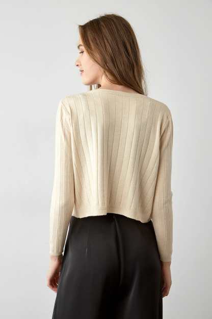 Abril Beige Button-Up Cardigan