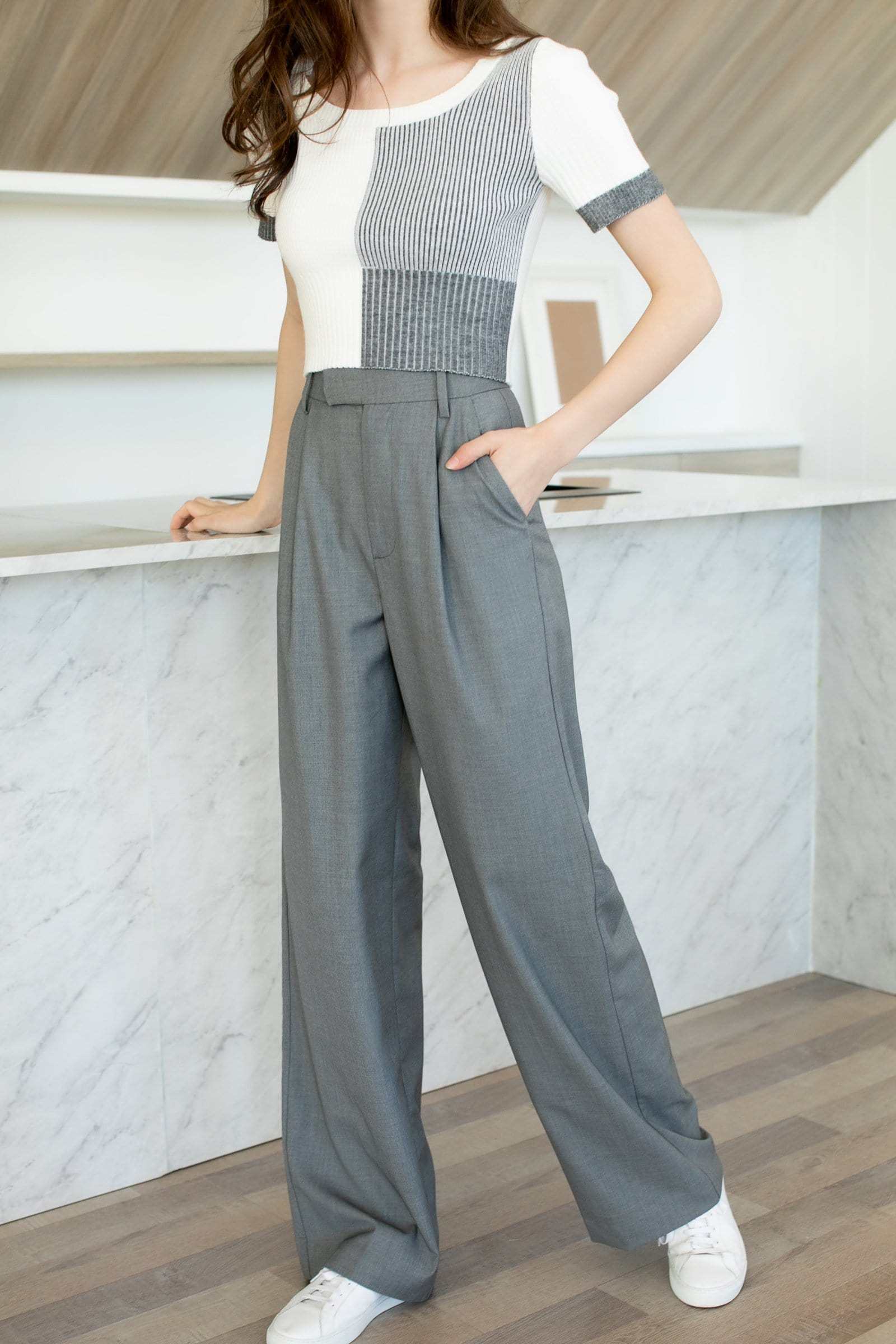 Business Essential Grey Wide Slacks
