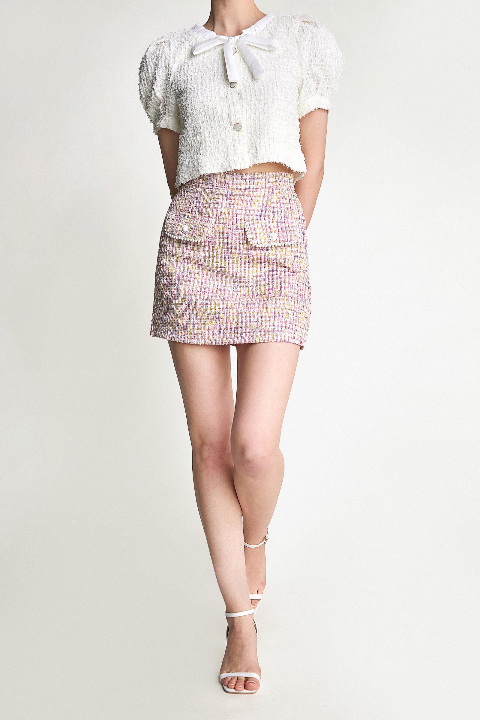 Pink Fake Pocket Skirt