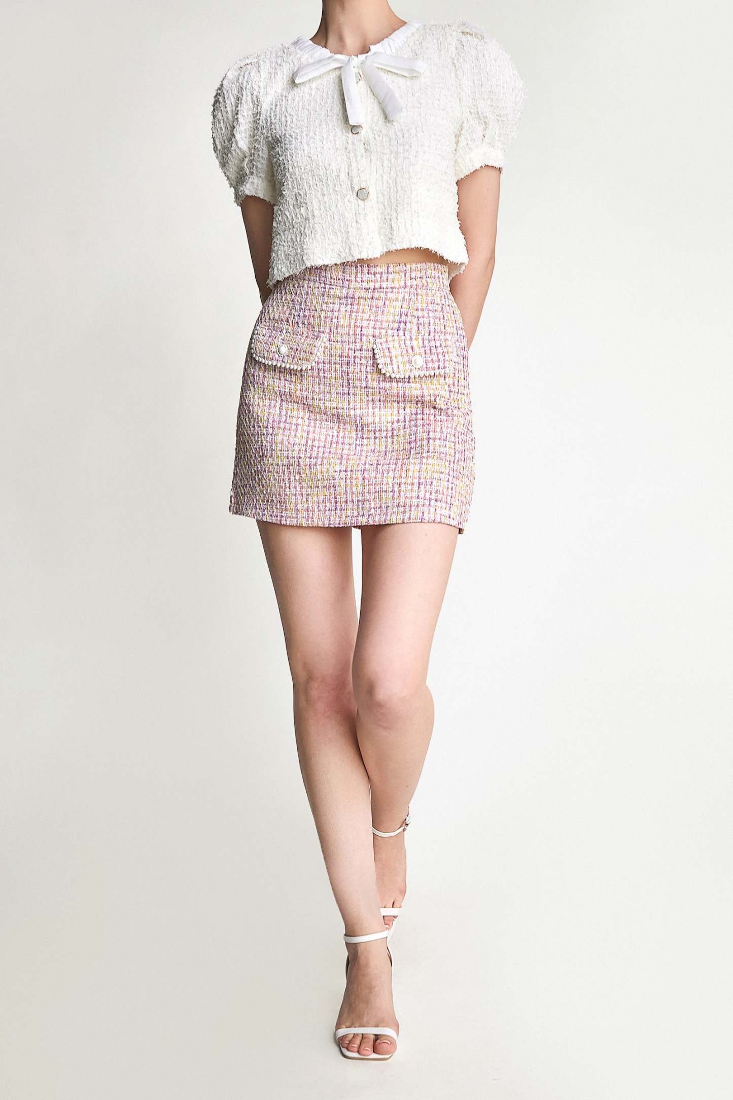 Pink Fake Pocket Skirt