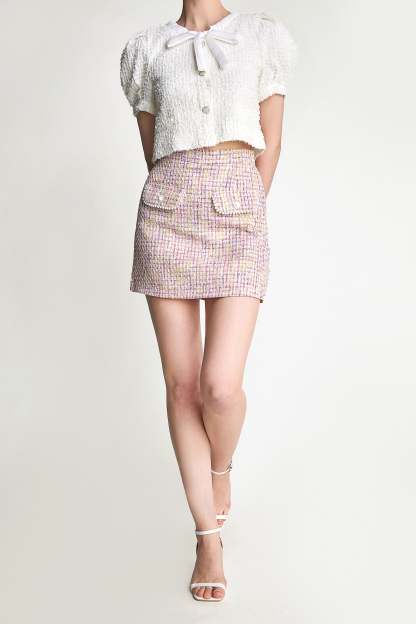Pink Fake Pocket Skirt
