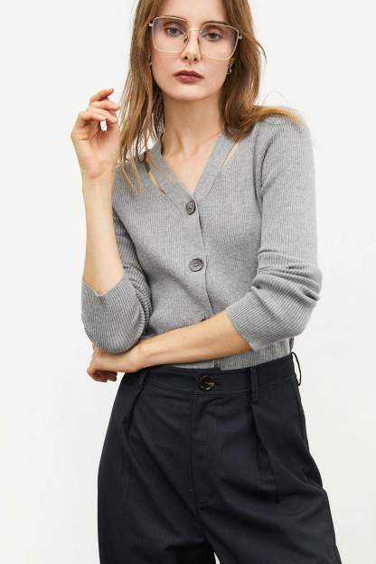 Grey Button-Up Cardigan