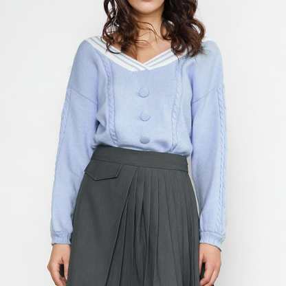 Jaquan Cornflower Blue V-Neck Sweater