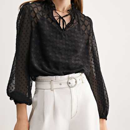 Black Check Mate Blouse