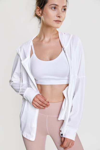 White UV Protection Zip-Up Hoodie