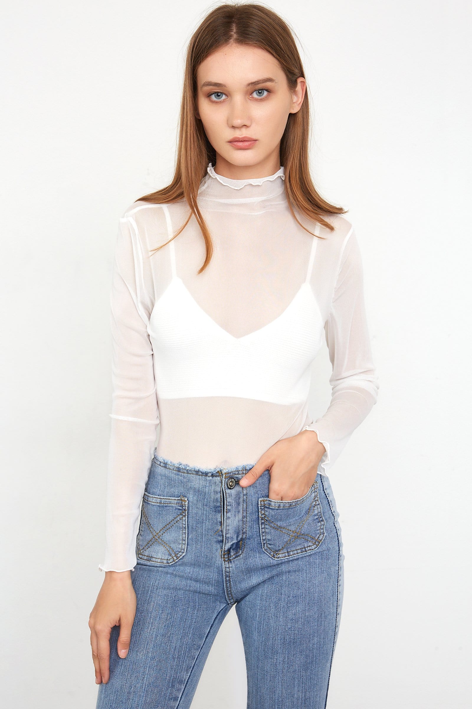 Alessi White Semi-Sheer Blouse