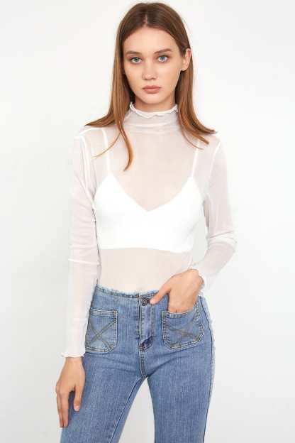 Alessi White Semi-Sheer Blouse