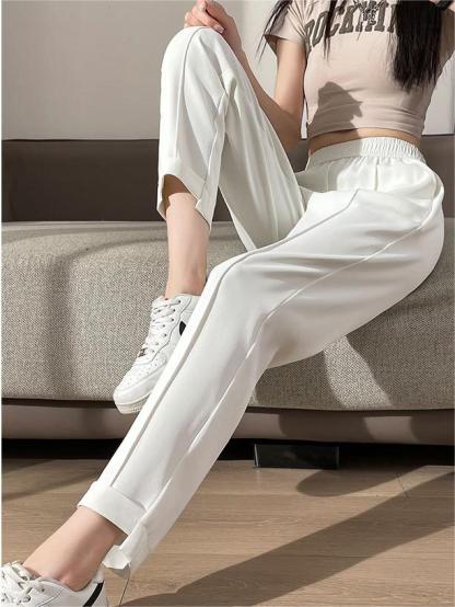 Sloan White Harlan high-Waisted Pants