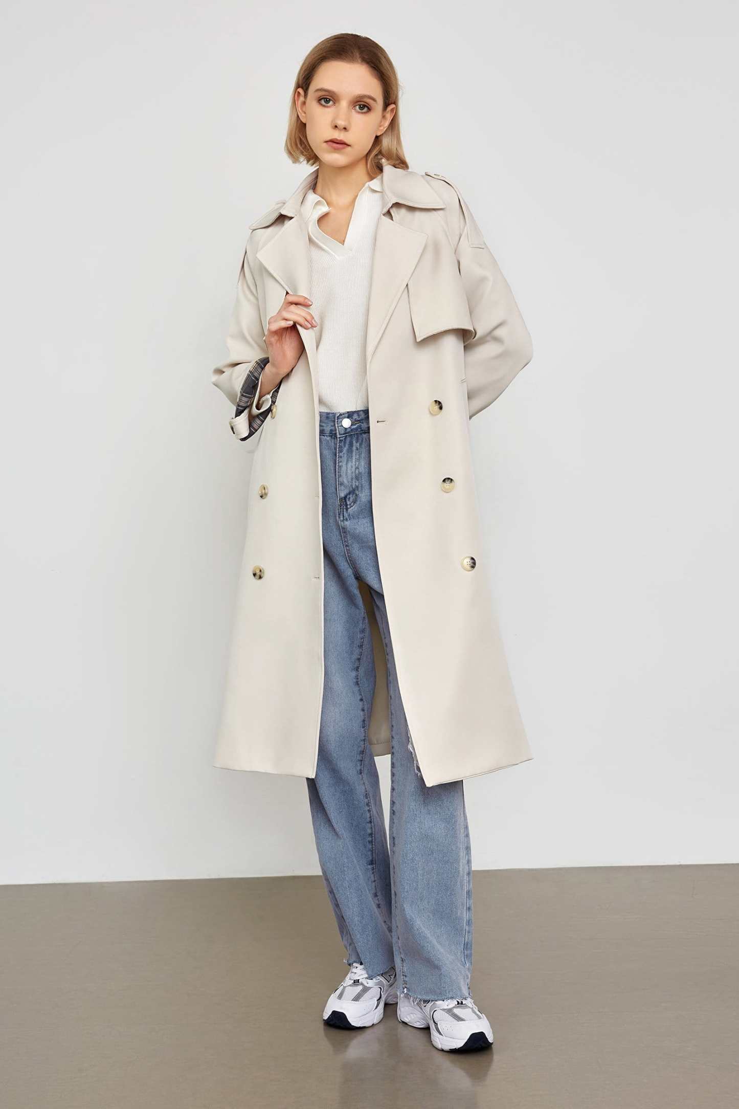 Ellee Beige Belt Trench Coat
