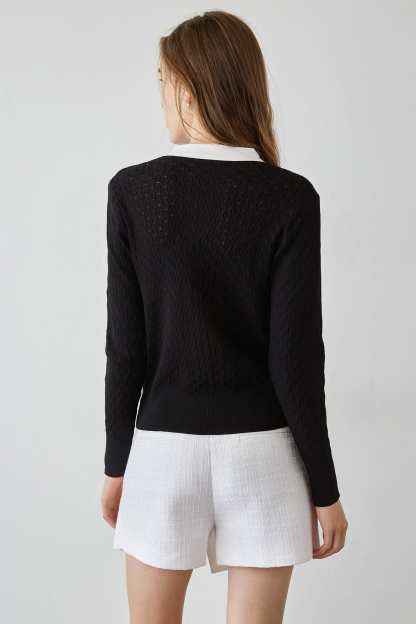 Ashtyn Black Contrast Cardigan