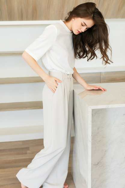 Business Essential Ivory Wide Slacks
