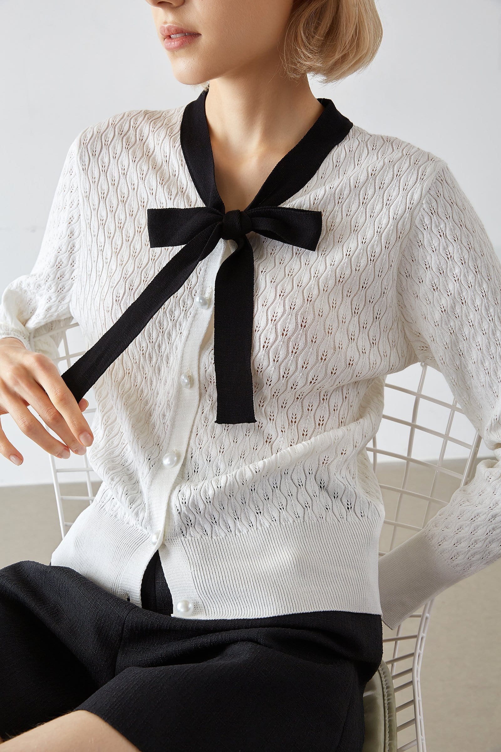 Ashtyn White Contrast Cardigan