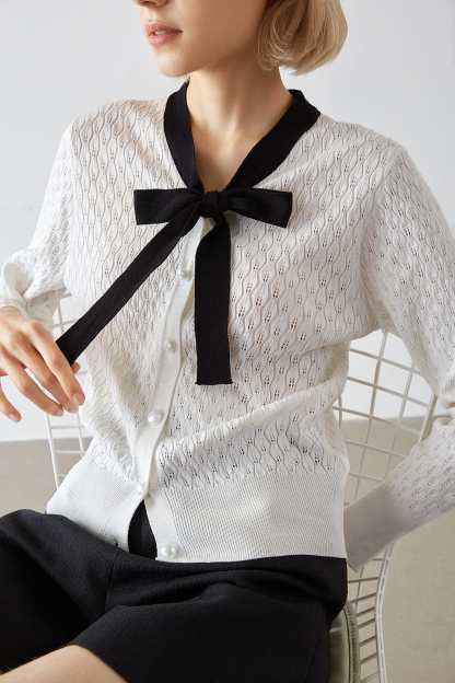 Ashtyn White Contrast Cardigan