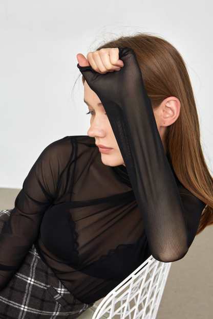 Alessi Black Semi-Sheer Blouse