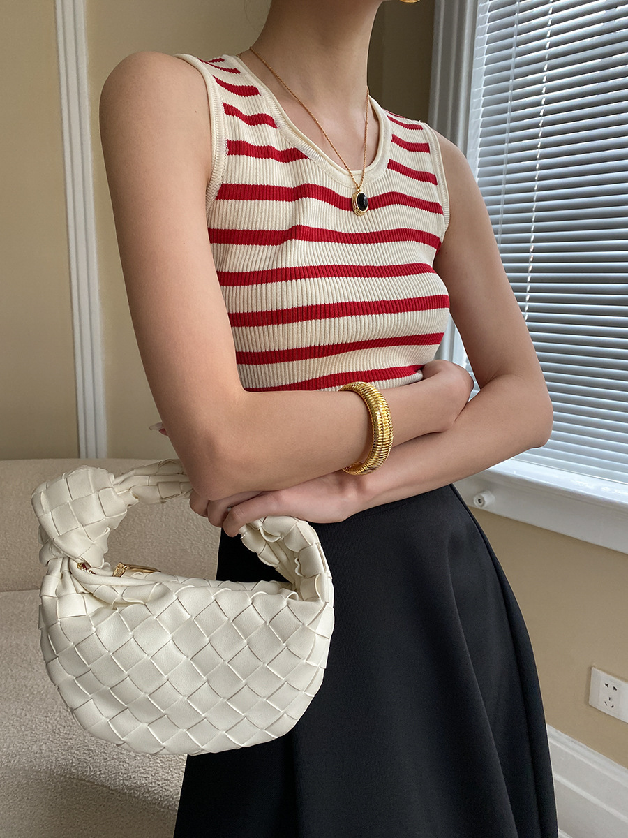 Red Striped Slim-Fit Knit Vest