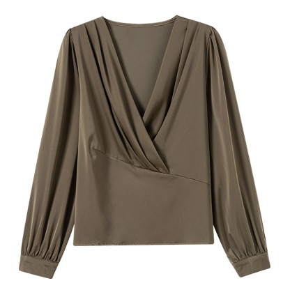 Fionna Green Pleated V-Neck Shirt