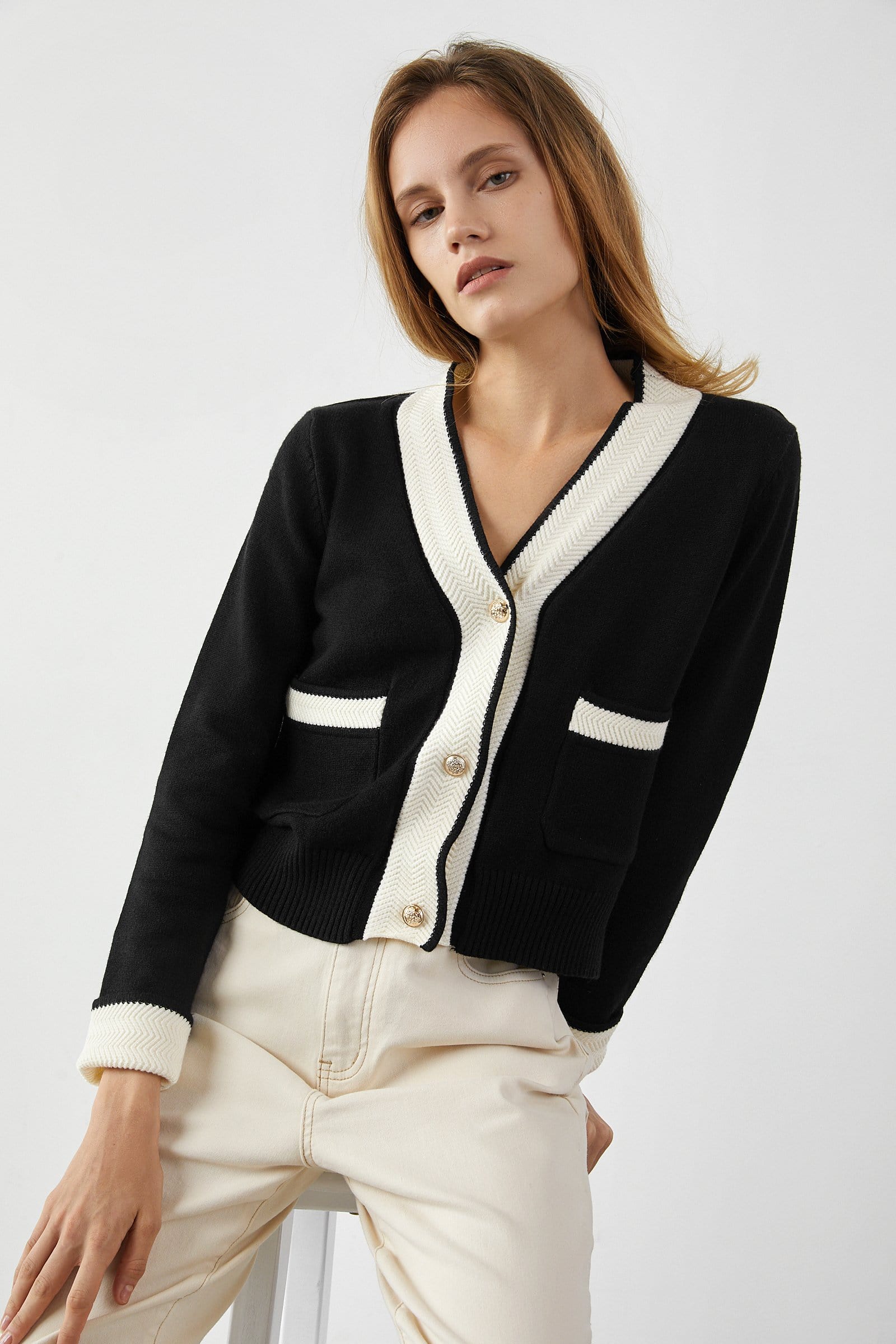 Adelyn Black Pocketed Cardigan