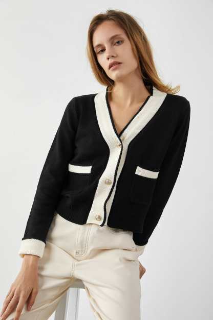 Adelyn Black Pocketed Cardigan