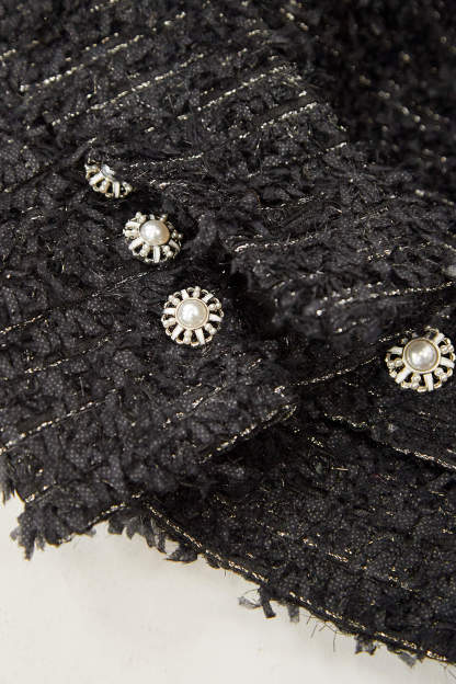 Black Single-Breasted Tweed Jacket